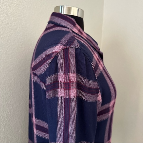 Rails Hunter Check Admiral/Cranberry Melange Button Up Cowgirl Shirt Size S - Picture 8 of 16